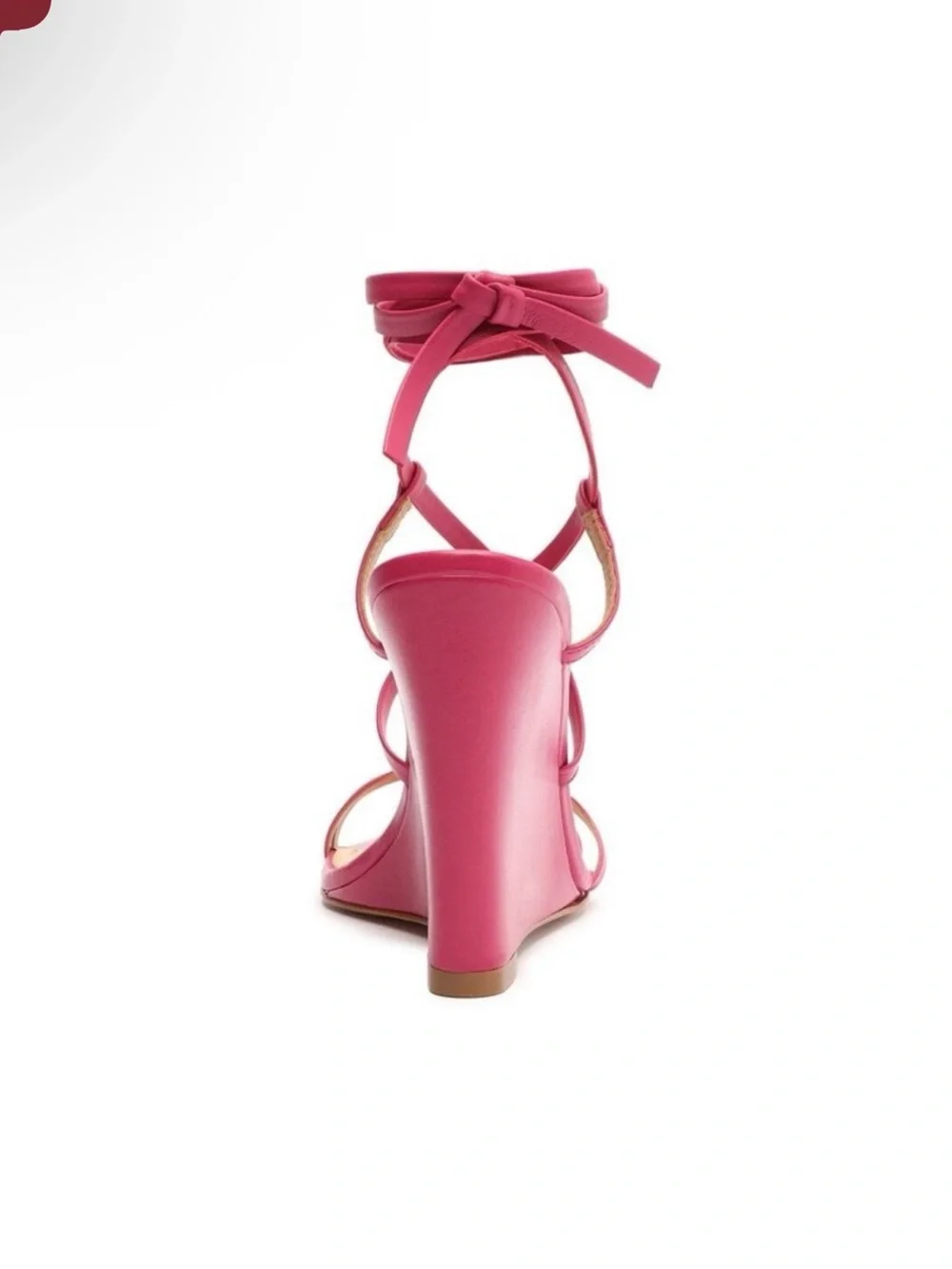 SCHUTZ DEONNE Hot Pink Strappy Wedge Sandal with Ankle Tie (22)